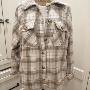 Plaid Flannel Button-Up Jacket Small